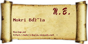 Mokri Béla névjegykártya
